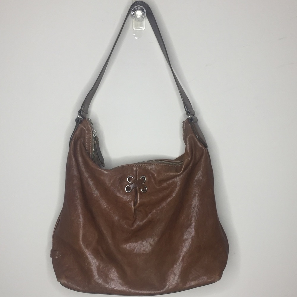 Cole Haan || Brown Avery Lantern Grommet Hobo Bag